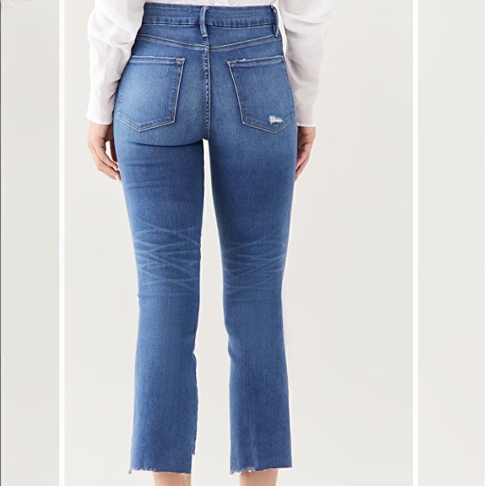 Frame Le Crop Mini Boot in Decades Blue Rips Size 26 - Picture 3 of 16